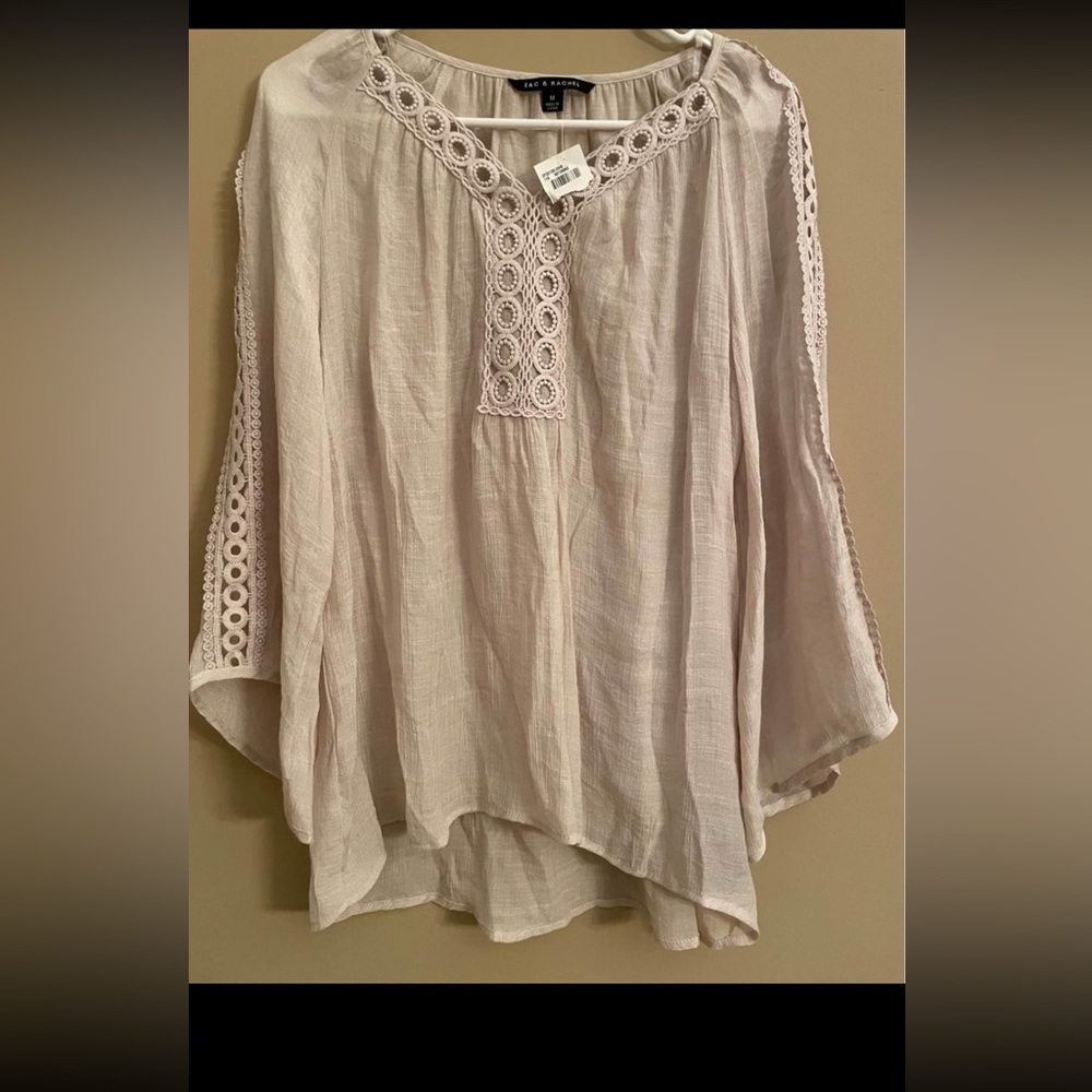 NEW Zac & Rachel Beige Top with Crochet Detail Size M